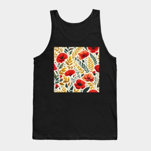 Red Poppy Flower Tank Top